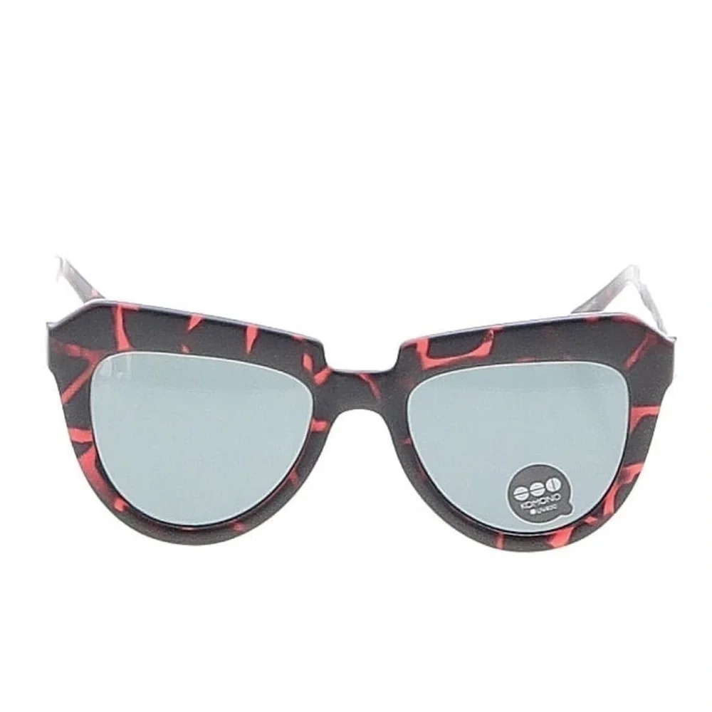KOMONO Stella Red Tortoise Silver Sunglasses NEW cateye